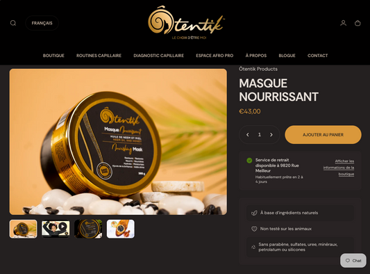 Otentik Products : un site et une identité numérique complète pour des soins capillaires spécialisés