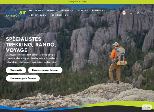 Plein Air Entrepôt : refonte complète d'une boutique en ligne d'équipement de plein air